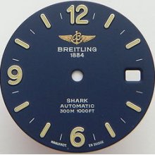 Original Vintage Breitling Automatic Shark Blue Watch Dial Men's