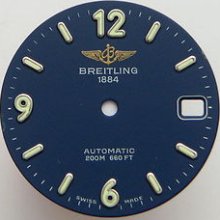 Original Vintage Breitling Automatic Blue 660 Ft Watch Dial Men's