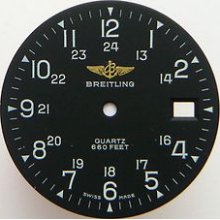 Original Vintage Breitling Quartz Black 660 Ft Watch Dial Men's