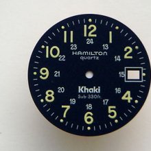 Original Vintage Hamilton Khaki Quartz Sub 330ft. Date Matte Blue Watch Dial