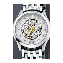 Oris Artelier Skeleton Lady Diamond 31mm Watch - Skeleton Dial, Stainless Steel Bracelet 56076044019MB Sale Authentic