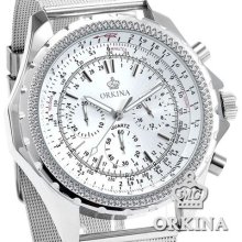 Orkina Fashion Men Dress 24 Hours Analog Stopwatch Chronograph Quartz Gift Watch