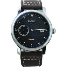 Parnis 43mm Black Dial Automatic Mechanical Date Sea Gull Men Wristwatch X115-a