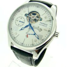 Parnis 44mm White Dial Power Reserve Auto Watch X089