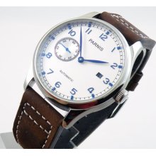 Parnis White Special Second 9 Automatic Mechanical Seagull Movement Watch 030c