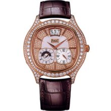 Piaget Emperador Cushion Dual Time Zone Diamond Watch G0A32020