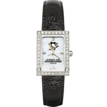 Pittsburgh Penguins NHL 2009 Stanley Cup Champions Women's Allure Watch with Black Leather Strap