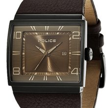 PL12697JSB/20 Police Evade Mens Brown Leather Strap Dress Watch