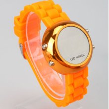 Popular Silicone Band Stainless Steel Case Digital Led Wrist Watch Orange
