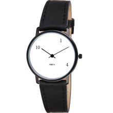 Projects Unisex 10 ONE 4 M&Co Stainless Watch - Black Leather Strap - White Dial - 7402
