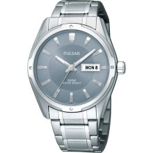 Pulsar Mens Dress Watch Gray Dial Stainless English-Spanish PXN189