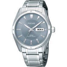 Pulsar Mens Dress Watch Gray Dial Stainless English-Spanish PXN189