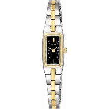 Pulsar PEX508 Stainless Gold-Tone Womens Watch Black Dial