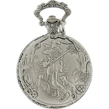 Quartz Pocket Watch Mens Duck Hunter & Dogs Silver Brushed Finish CEDU4378:001