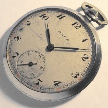 Rare vintage PARA PAul RAff Pforzheim German WWII high grade stainless steel pocket watch 1940s