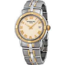 Raymond Weil Parsifal Beige Dial 18 Kt Yellow Gold And Stainless Steel Mens