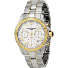 Raymond Weil Parsifal White Dial Stainless Steel And 18kt Gold Mens
