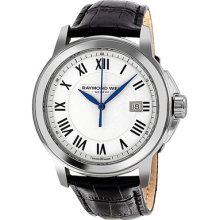Raymond Weil Tradition White Dial Stainless Steel Black Leather Mens Watch