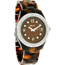 Relic by Fossil Ladies Brown Crystal Turtle Shell Bracelet Quartz Watch ZR11893