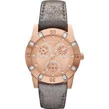Relic Ladies Leather Band with Rose Gold Tone Dial Watch