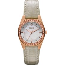 Relic Ladies Snake Print Leather Band with White Dial Watch