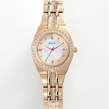 Relic Stainless Steel Rose Gold Tone Crystal And Mother-Of-Pearl Watch
