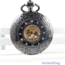 Retro Unisex Vintage Mechanical Roman Numerals Watch Pendant+chain Pocket Watch