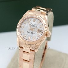 Rolex 18k rose gold lady datejust diamond ref 179175