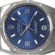 Rolex Airking Unisex S/ Steel Blue Numbered/stick Dial 114210