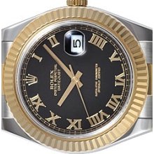Rolex Datejust 2 (ii) Steel / 18k Yellow Gold Black Roman Dial Unworn - 116333