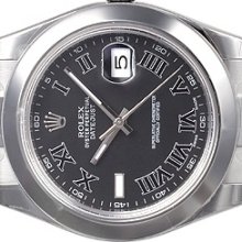 Rolex Datejust Ii (2) - Stainless Steel - Black Roman Dial - Unworn - 116300