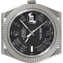 Rolex Datejust Ii (2) - Stainless Steel -black Roman Dial - Unworn - 116334
