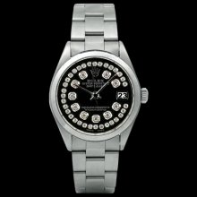 Rolex double row diamond dial date just watch stainless steel oyster