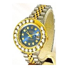 Rolex Ladies Preowned Datejust Watch 2-Tone 1.5ct Happy Diamond Bezel