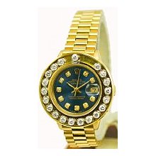 Rolex Ladies President 1.5ct/Navy Diamond Dial/Yellow Gold Preowned