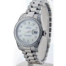 Rolex Ladies President 179159 K 18k White Gold & Diamonds Mop Dial Box & Papers