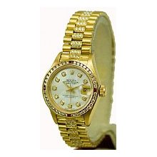 Rolex Ladies President White/Diamond Bracelet/Yellow Gold - Preowned