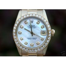 Rolex Ladies Watch Midsize President 18k Gold Diamonds