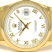 Rolex President 18kt Yellow Gold Oyster Bracelet-white Roman Dial - 118208
