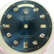 Rolex President Day Date Slate Blue Diamond Dial Bagget Quickset 8+2 18038