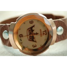 Rose Gold Leather Watch, Diamond Cut Crystal Rhinestone Leather Wrap Watch, Royal Crown Watch, Mens Womens Wrap Watch, GW-211