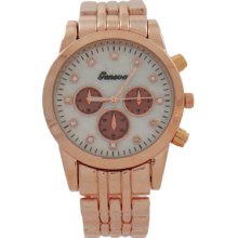 Rosegold Geneva Watch With White Pearl Face Crystals Hour Markers For Women