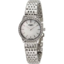 Rotary Ladies Date Mother Of Pearl Dial Metal Bracelet Strap Watch Lb72336-07