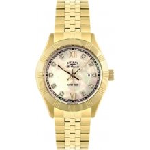 Rotary Women's Quartz Watch With White Dial Analogue Display And Gold Stainless Steel Bracelet Lb90102/01