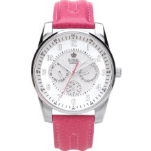 Royal London Women's Quartz Watch With Silver Dial Analogue Display And Pink Leather Strap 21083-03
