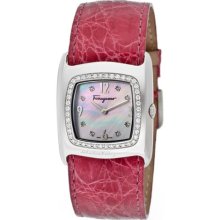 Salvatore Ferragamo Watches Women's White Mother Of Pearl Dial Pink Ge