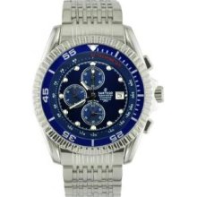 Sartego Spcb33 Mens Stainless Steel Ocean Master Diver Chronograph Blue Dial Watch