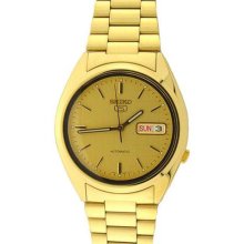 Seiko 5 Gold Tone Automatic Mens Watch SNXL72