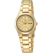Seiko 5 Women`s Automatic Gold Watch W/ Gold Textured Dial