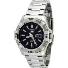 Seiko Black Dial Stainless Steel Automatic Mens Watch Snzh11